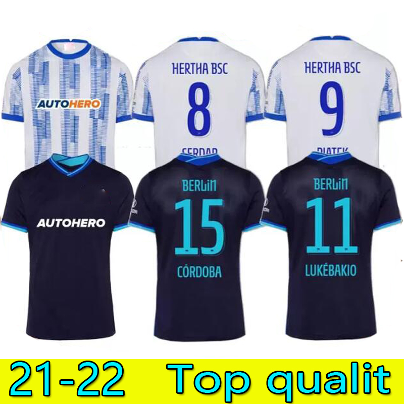 

21/22 Hertha Berlin soccer jerseys 2021 Home DARIDA PIATEK SERDAR CUNHA Maillots Foot Shirt Lukebakio CÃRDOBA BOYATA TOUSART football uniform, Black;yellow