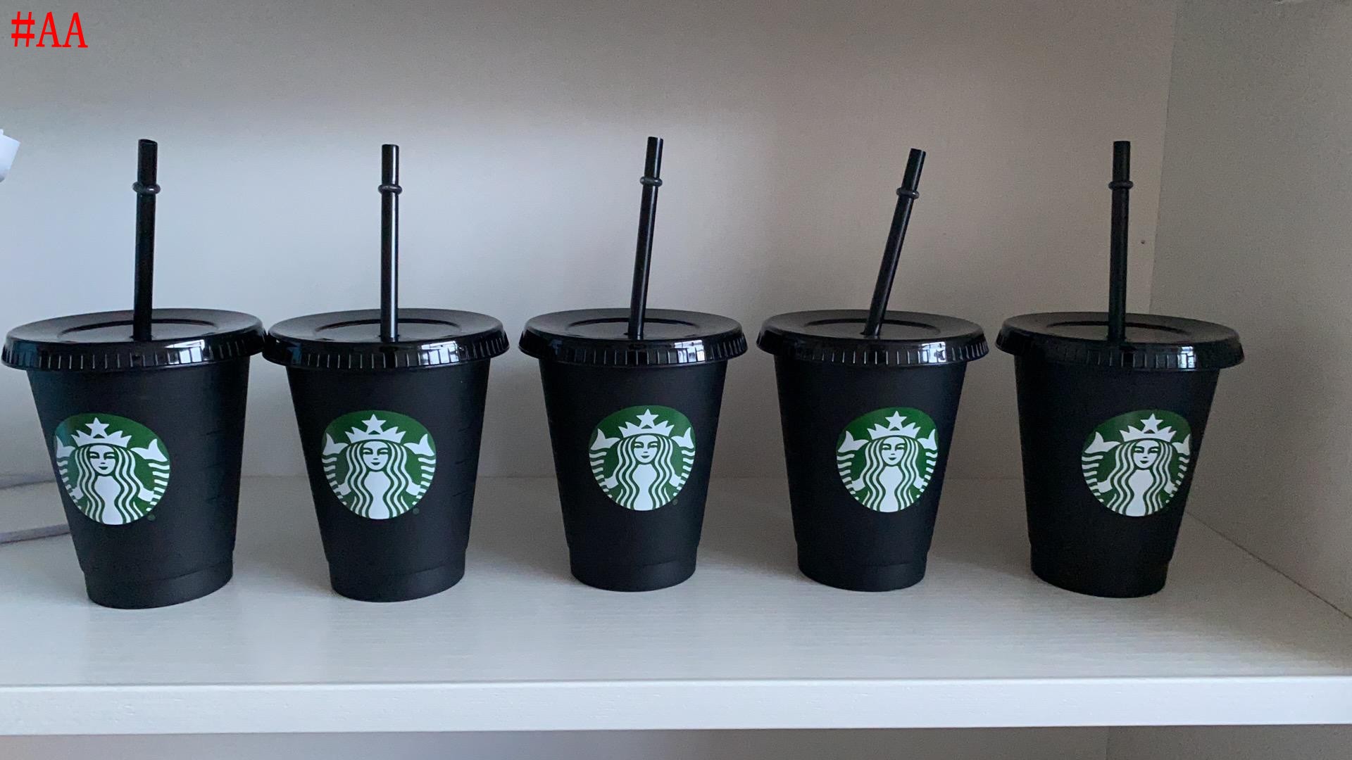 

Starbucks Mugs 16oz/473ml Plastic Tumbler Reusable Black Drinking Flat Bottom Pillar Shape Lid Straw Cup Free DHL