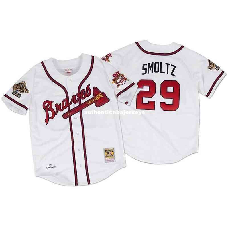 

Throwback John Smoltz #29 Mitchell & Ness Retro 1995 Button Up Jersey, White