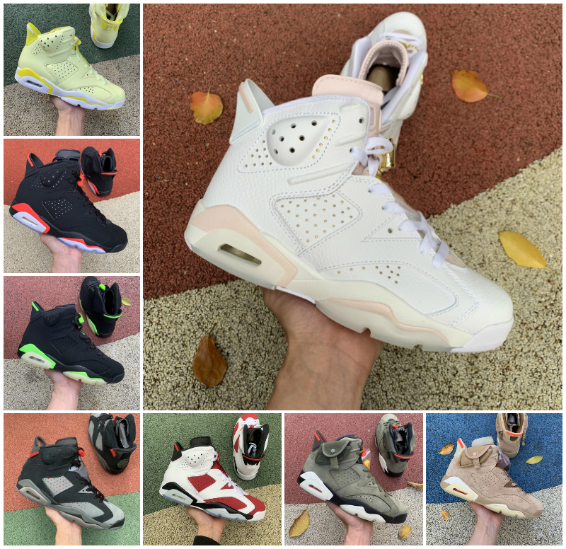 

Top Quality Travis British Khaki 6s Basketball Shoes Jumpman UNC 6 Gold Hoops Carmine Black Infrared Bordeaux Tech Chrome Hare Electric Green Mens Trainers Sneakers, Bubble package bag