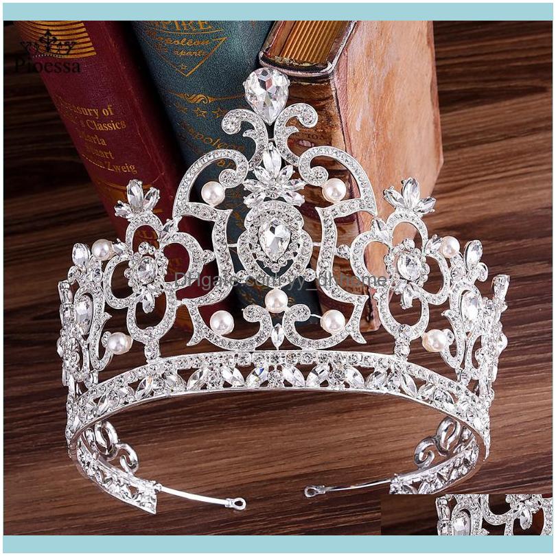 

Barrettes Jewelrycrystal Queen Wedding Tiara Crown Bridal Pageant Hair Ornaments Baroque Diadem Headpiece Women Bride Head Jewelry Aessories