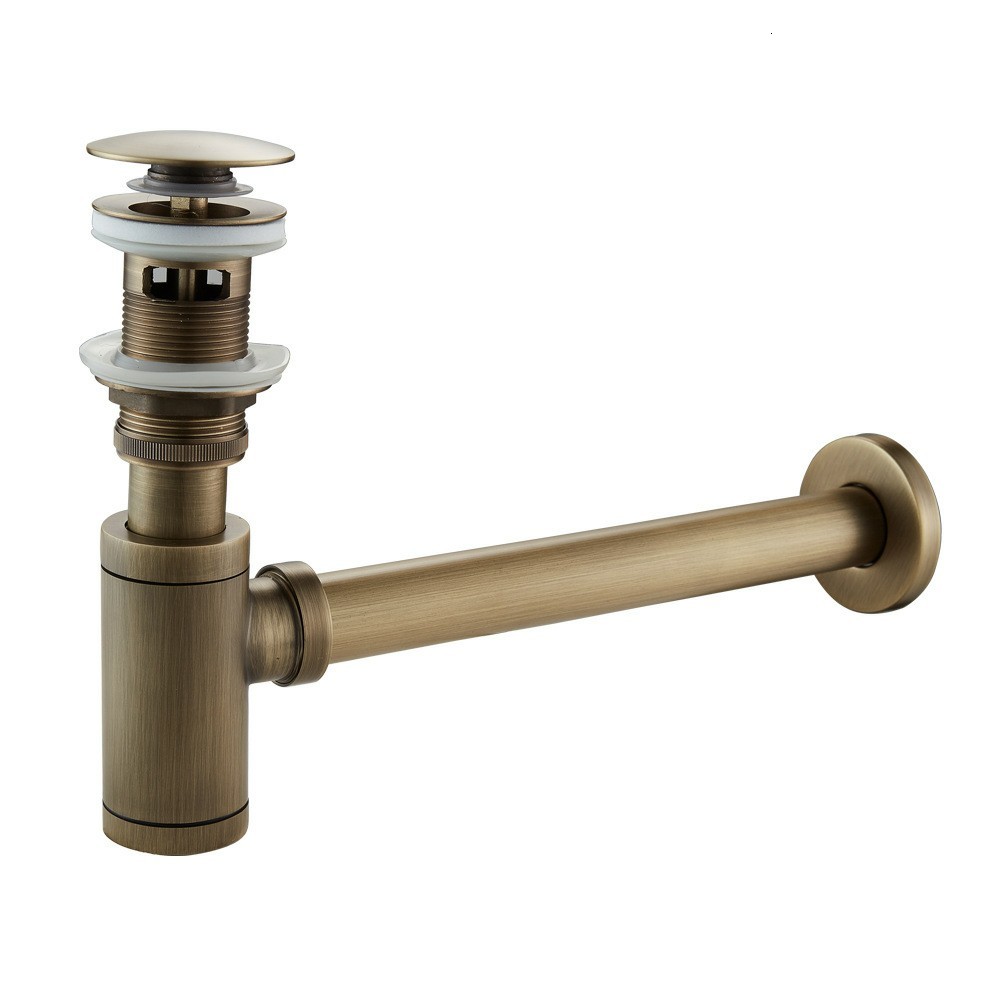 

2021 New Basin Antique Brass Bottle Trap Bathroom Sink Siphon Drains with Pop Up Drain Kit P-trap Pipe Waste Hardware 1uq1
