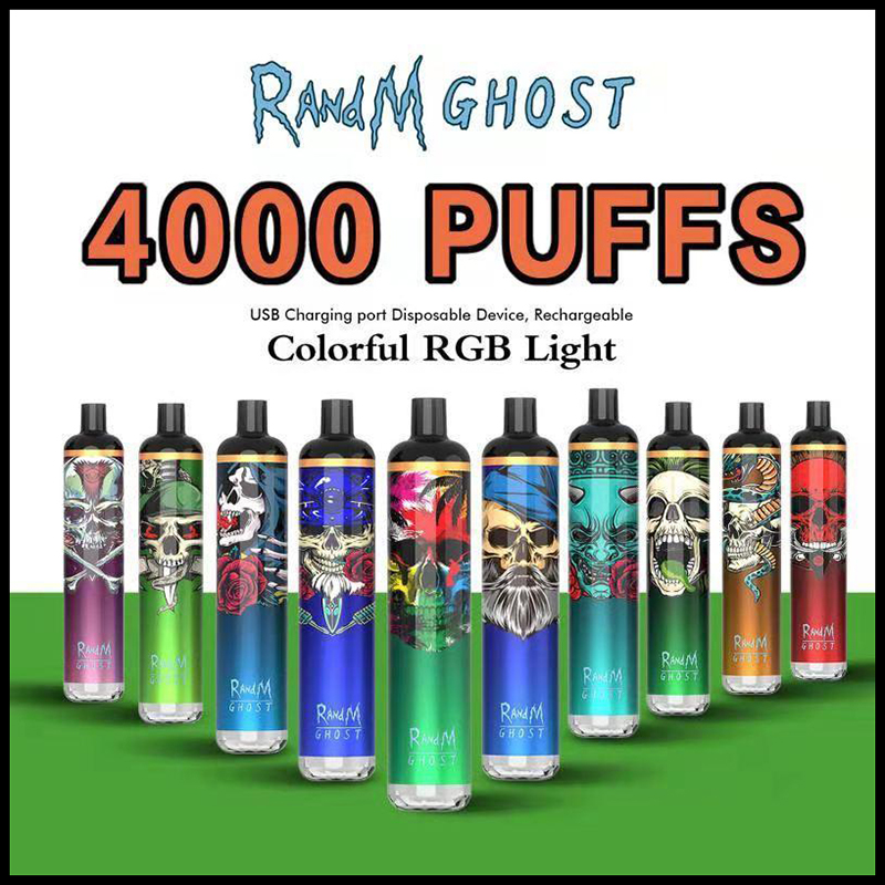 

Authentic RandM Ghost Disposable E Cigarette with RGB Light 4000Puffs 650mAh Rechargeable Ecig Pod Device Vapor Bar Stick