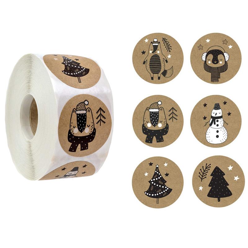 

Christmas Decorations 500pcs 6 Designs 1 Inch Theme Seal Labels Stickers For DIY Gift Baking Package Envelope Stationery Decoration