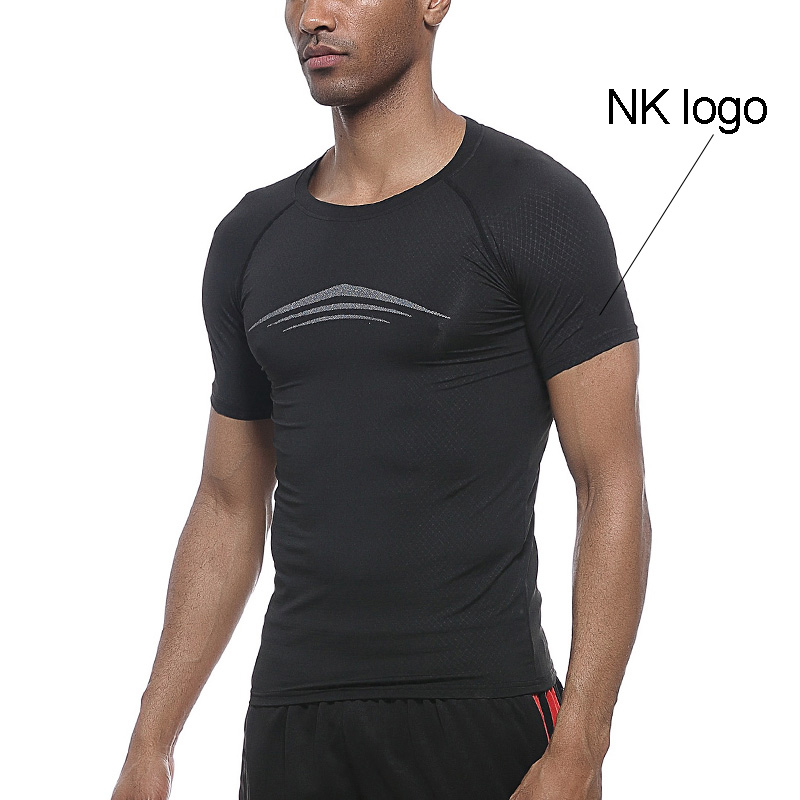 

Outdoor Quick-drying tights fitness clothing men's short-sleeve running pro sports T-shirt basketball training compression clothing, As picture1