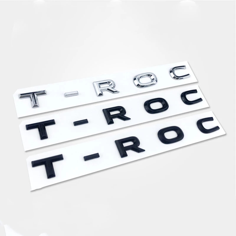 

New 3D Font Letters Emblem for T-ROC Car Styling Refitting Middle Trunk Logo Badge Sticker Chrome Matte Black Glossy Black, Colour
