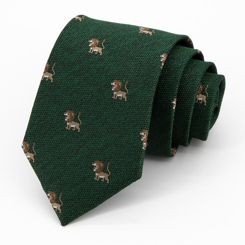 

Bow Ties 8 CM Green Tie Brand Designer Animal Jacquard Lion Fashion Formal For Men Business Suit Work Necktie With Gift Box