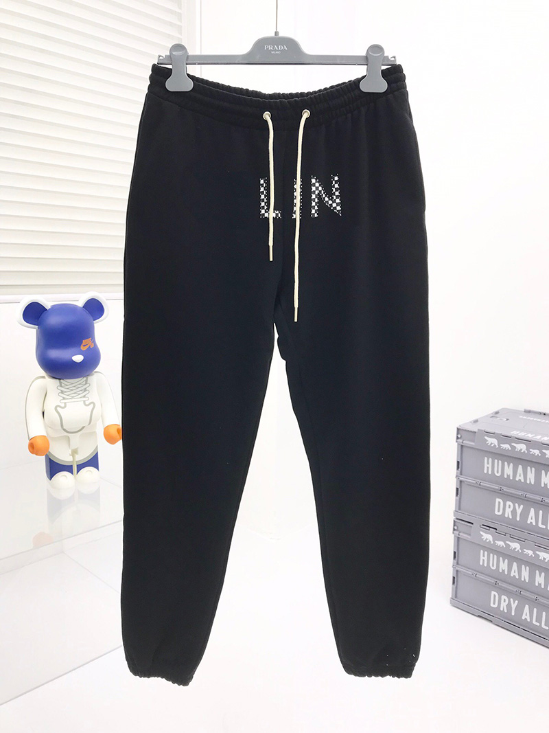 

2021 Designer Fashion Summer Europe Paris Checkered Rivet Pants Women Men High Street drawstring Running Pant Jogging Joggers, Black