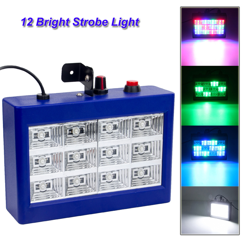 

12pcs Led Colorful Flash Disco Strobe light RGB Sound Control Stage lights Dj stroboscope For Xmas Wedding Show