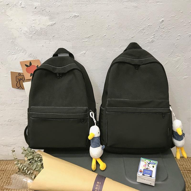 

Backpack LENLEI 2021 Winter Korean Style Men And Women Schoolbag Simple Solid Color Nylon Student, Black big