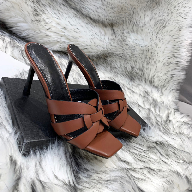 

With Box! Top Quality women slippers stiletto Heels Sandals Tribute patent leather mules fashion high heel hotter luxury designer shoes factory footwear, Gift(not sold separately)