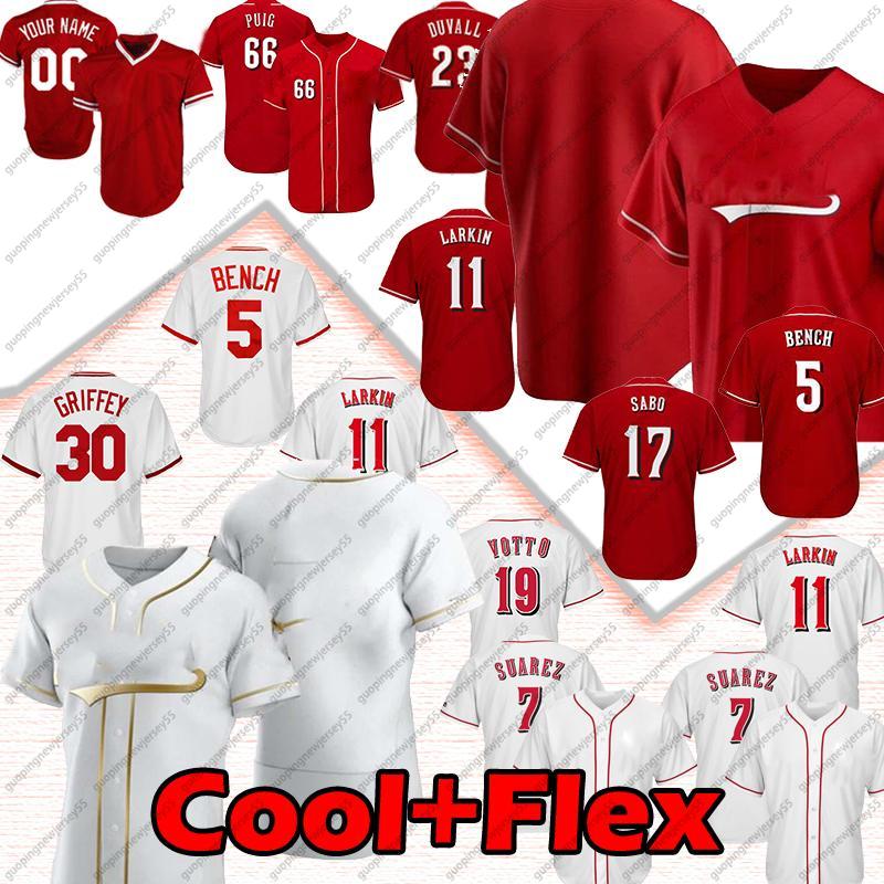 

6 Jonathan India Baseball Jersey Cincinnati 63 Blake Trahan 58 Luis Castillo 27 Trevor Bauer 19 Joey Votto Johnny Bench cool Flex base Custom jerseys, Blue;black
