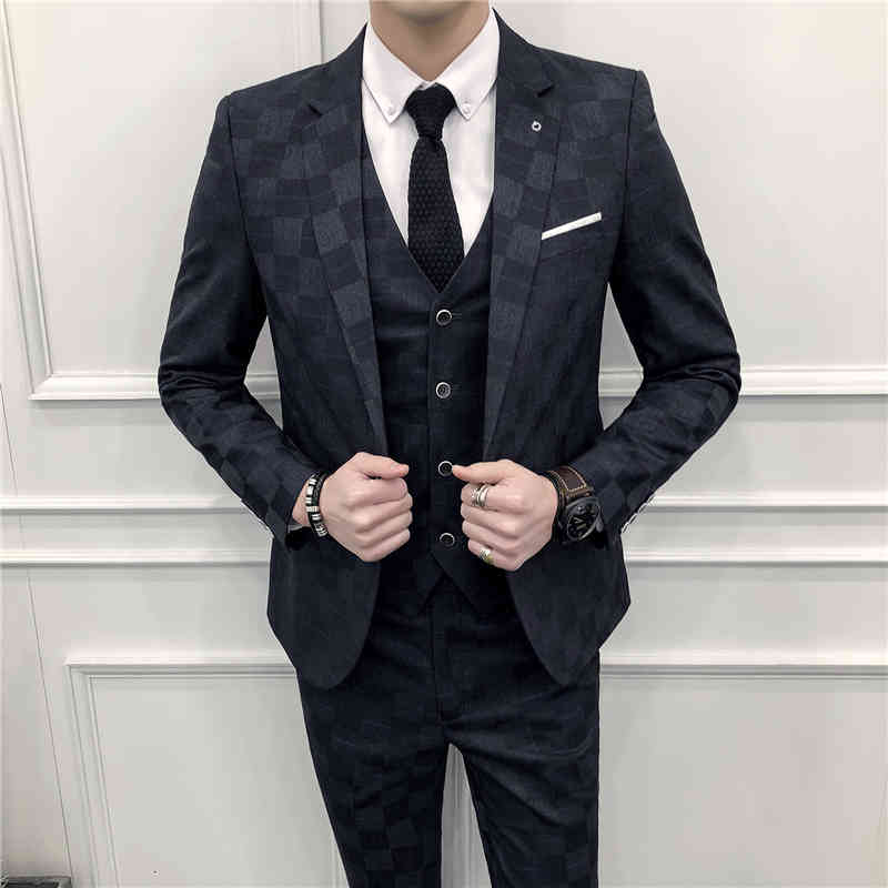 

Men's Suits & Blazers Ternos de casamento para homens ternos masculino smoking xadrez costura três peças terno 3 peça casuais 3P5Y, 1# shoe box