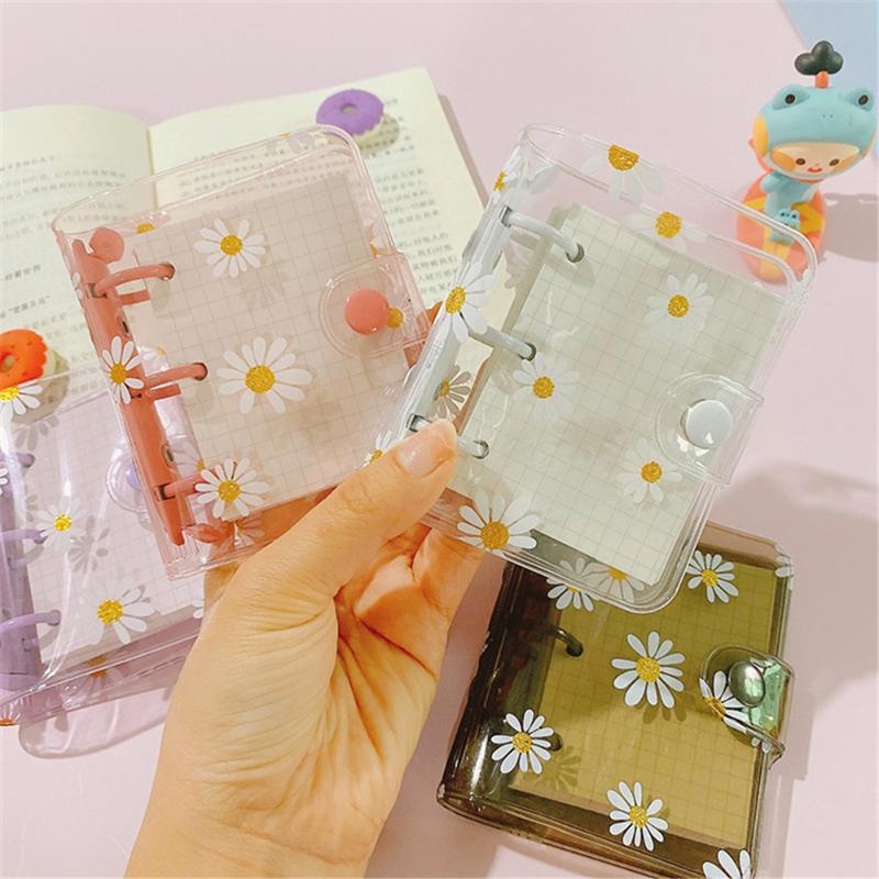 

Notepads Cute 3 Hole Mini Loose-leaf Notebook Daisy Binder Ring Hand Book File Folder Kawaii Planner Organizer