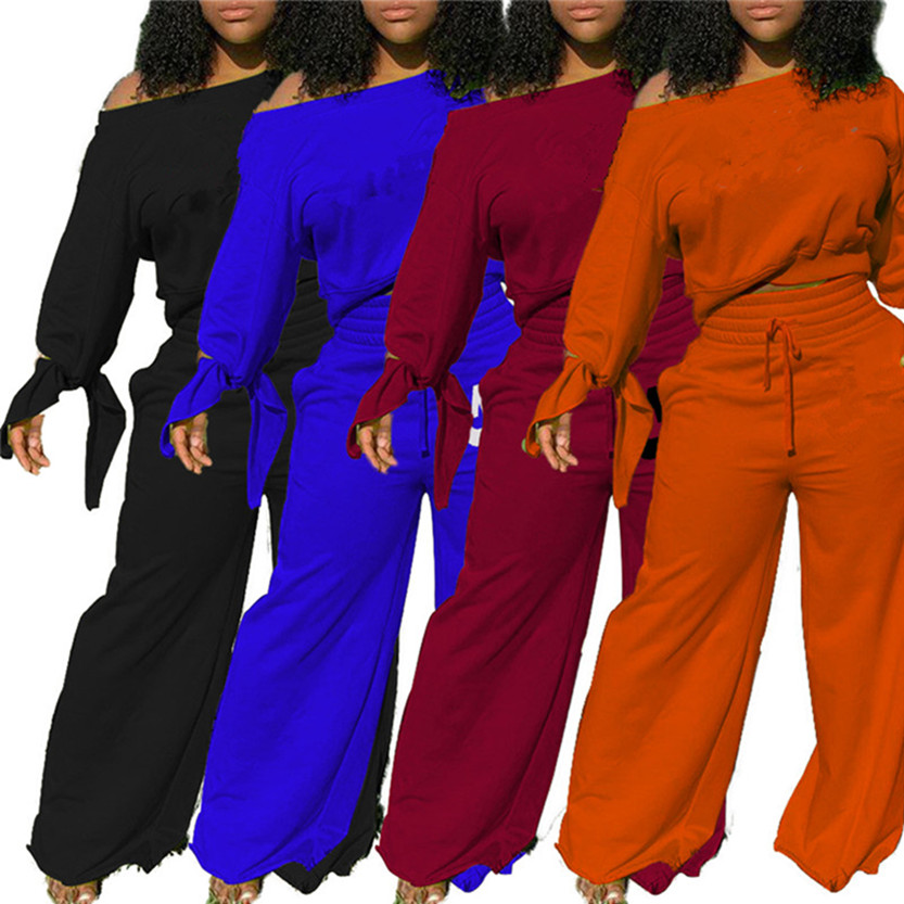 

Women Jogging Suit Long Sleeve sweatsuits Hoodies+Wide-Leg Pants 2 Piece Sets Outfits Pullover Tracksuit S-2XL Fall Winter Clothing 3849, White