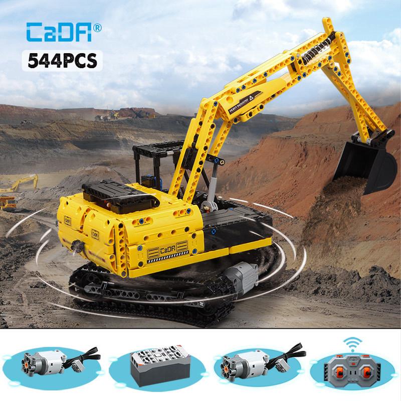 

Cada Technical 544PCS RC Electric Motor Track Car Building Blocks City Technical Engineering Excavator Bricks Moc Toys for Kids X0503