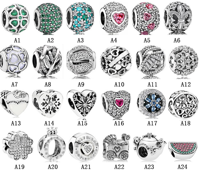 

New Arrival 925 Sterling Silve Crown Four-leaf Clover Love Heart Hanging Beads beads DIY Fit Original European Charm Bracelet Fashion Women Jewelry Accessories