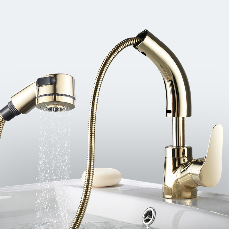 

2021 New Pull Out Hot Sink and Cold Hand Household Brass Faucet Kitchen Tap From the Telescopic Bathroom Z20n