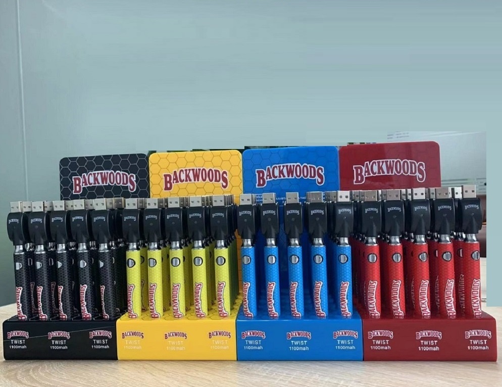 

Backwood VV Twist Battery Charger kit 1100mAh 3.3V-4.8V variable voltage Preheat 510 thread Vape Cartridge Vaporizer Pen 25Pcs A Display Packaging Boxes