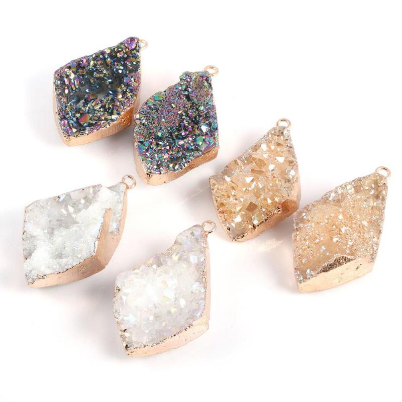 

Charms 1pc Natural Quadrilateral Crystal Bud Pendant For Making Jewelry Necklace Accessories Size 31x57x15mm, Bronze;silver