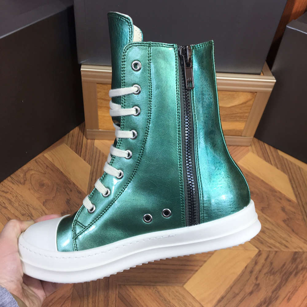 

Casual Shoe High Quality Boot Rick Diagonal Technology Sneakers Women Fashion Double Owen Men Genuine Leather Outdoor Platform UUSM, Green