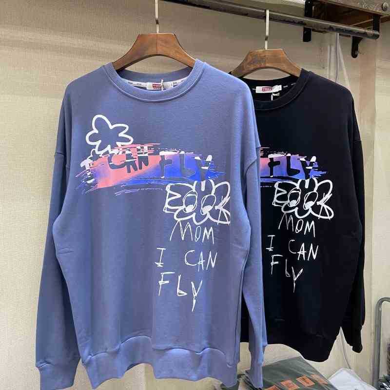 

Hip hop fashion inscec loose lazy wind coil Pullover Top for men and women, Blue
