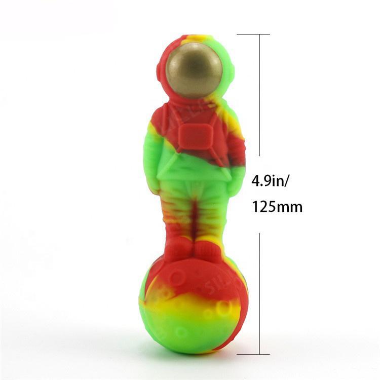 

4.9inch 125mm delicate silicone smokinng Astronaut on the Moon Pipe with Glass Bowl in many color hookahs