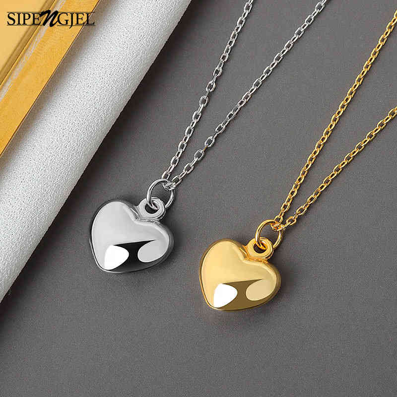 

Sipengjel Fashion Heart Pendant Necklace Vintage Gold Sliver Chain Neckalce For Women Jewelry