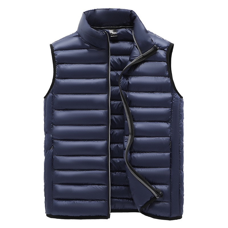 

2021 New Mens Basic Jacket Sleeveless Winter Fashion Casual Slim Coats Clothing Cotton-padded Men's Vest Men Waistcoat Plus Size X298, Dark blue