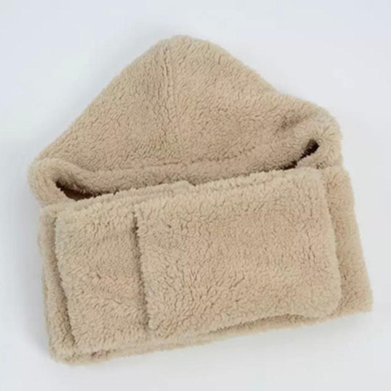 

Berets High Quality Female Winter Warm Soft Plush Faux Fur Hooded Cap Set Hat Scarves Scarf Gloves A Nice Gift For Woman Girl, Pink