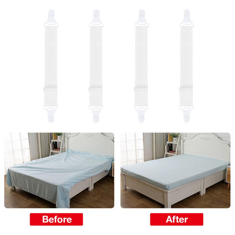 

4Pcs/Set Bed Sheet Clip Bed sheet Belt Fastener Mattress Elastic Non-slip Clip White