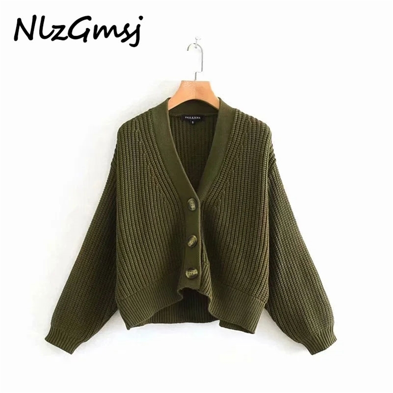 

Sweater Women Spring Autumn Fashion Single-breasted Solid Color Long Sleeve V-neck Knitted Cardigan 210628, As picture