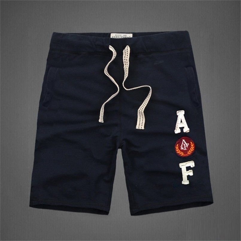 

American style fashion mens shorts 100% cotton thick high quality knee length and letter decorated causal short 210716, Deep gray 8808