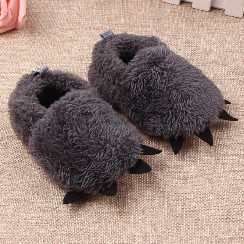 

First Walkers Winter Warm Soft Indoor Floor Slippers Children Shoes Funny Animal Claw Plush Home Fashion Toddler Girls Slipper