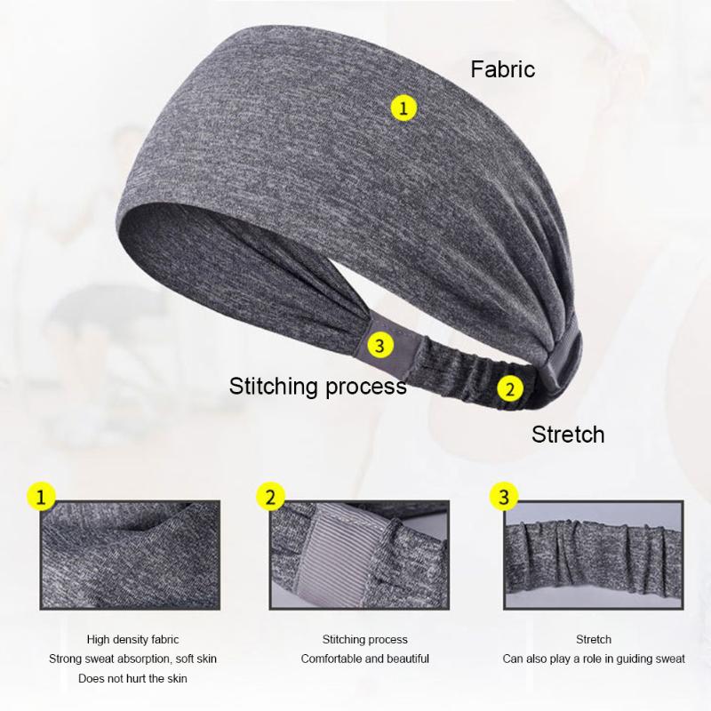 

Men Women Soft Elastic Band Head Sweatband Outdoor Sports Fitness Anti-slip Breathable Basketball Sweat-absorbent Cycling Yoga, Black