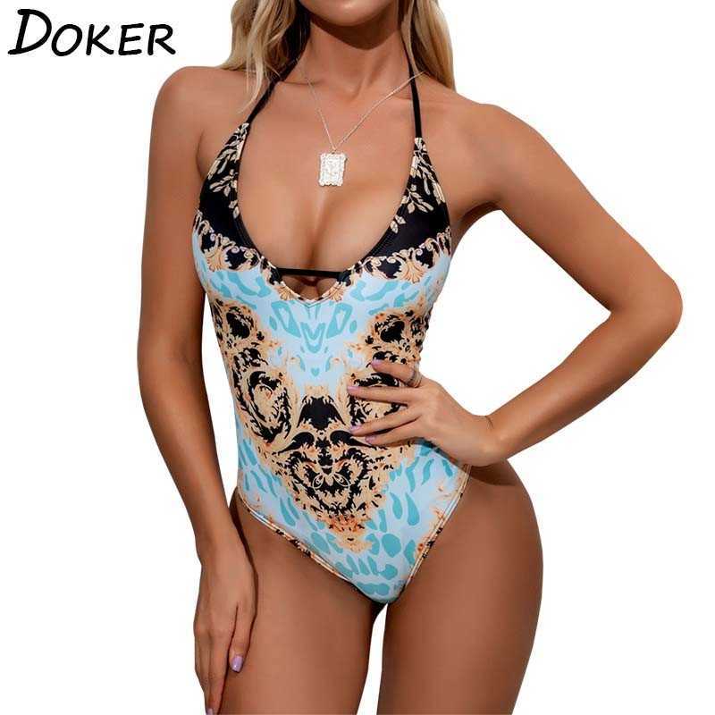 

Women Sexy Bikinis Printed Swimwear Swimsuit Female Summer Backless Monokini Swimming Bodysuit Beach Bathing Suit Swim 210603, Blue