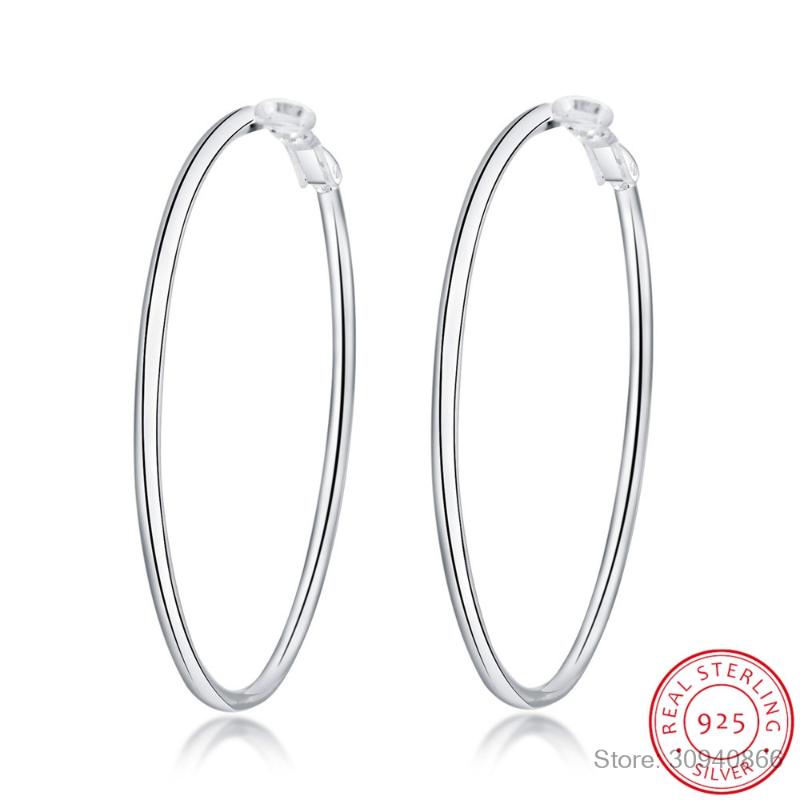 

Hoop & Huggie Personality Hyperbole 925 Sterling Silver Simple Smooth Circle Earrings For Women Sterling-Silver-Jewelry Pendientes