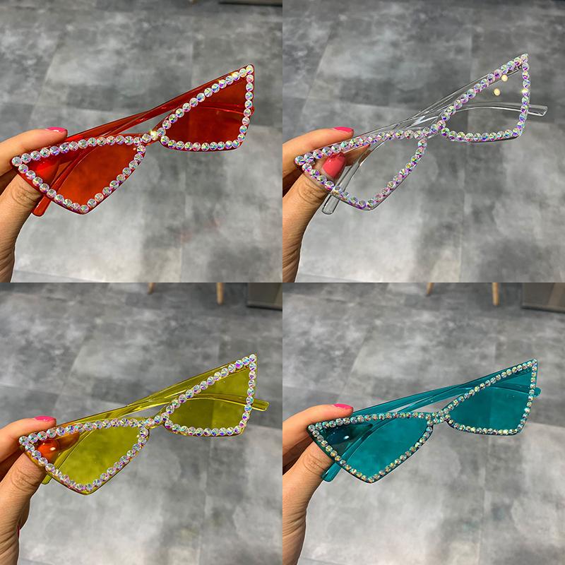 

Sunglasses LNFCXI Women Rimless Rhinestone Sun Glasses Female Pink Candy Small Shades For Party Style Oculos Feminino