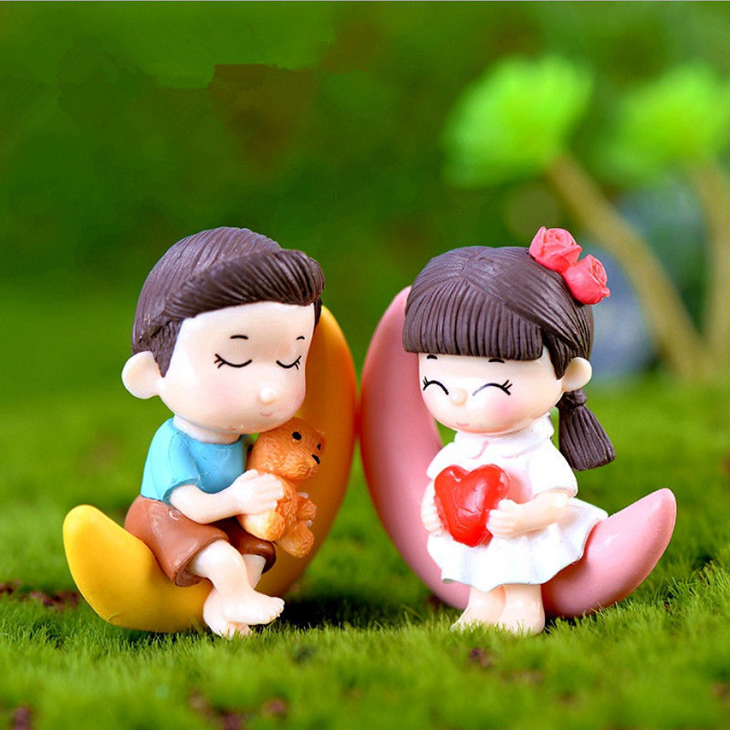

Moon Lovers Sweety Couples Miniature Figurines Doll Ornament Accessory Moss Micro Landscape Fairy Garden Decoartion