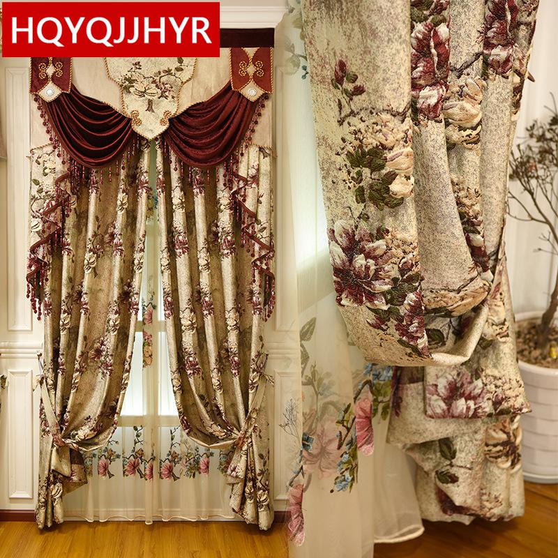 

Europe And America's Top Luxury 4D Jacquard Villa Curtains For Bedrooms With High Quality Tulle Embroidered Room Living For