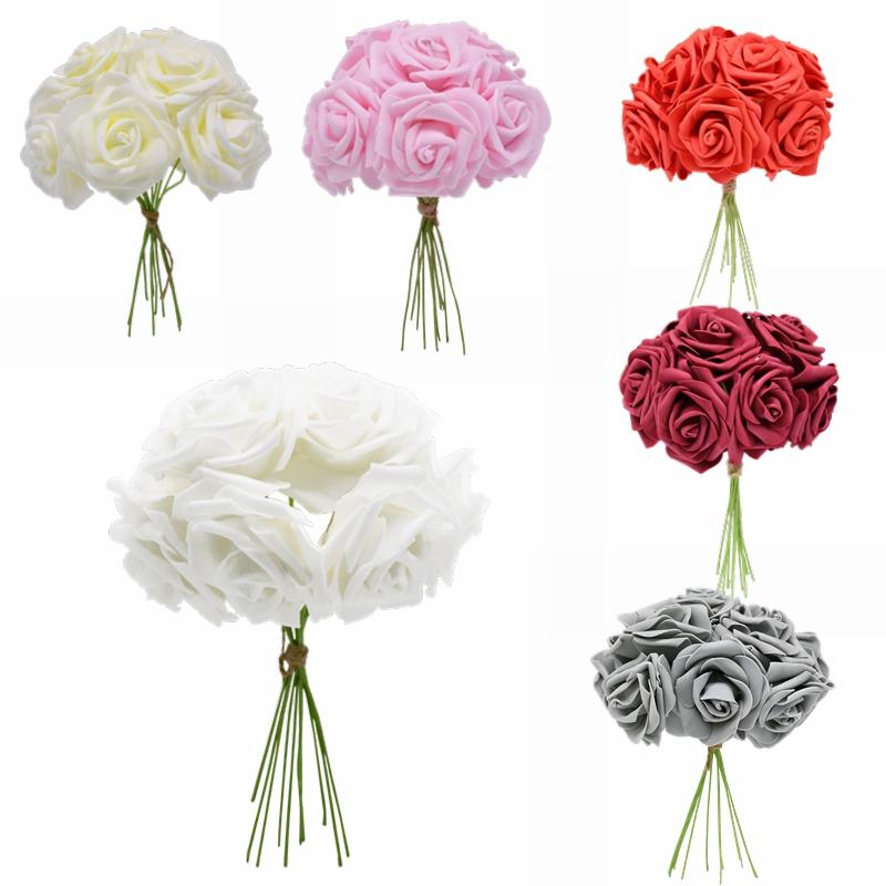 

24pcs 7cm White Rose Artificial PE Foam Rose Flower Wedding Xmas Decor Bridal Bouquet Scrapbooking Craft Fake Flower DIY Supplie