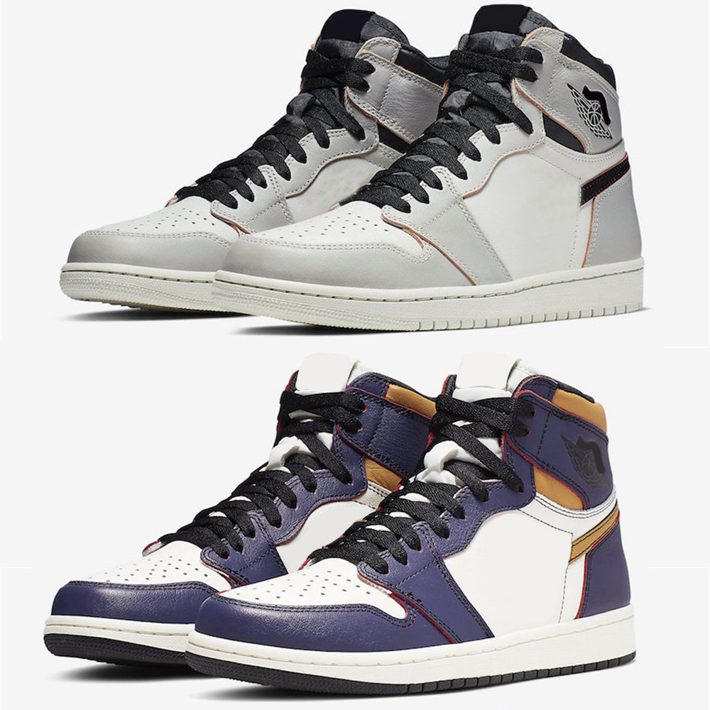 

Authentic 1 LA to Chicago Lakers Shoes Court Purple Sail University Gold-Black Laker Light Bone Crimson Tint Hyper Pink Black Men Outdoor Sneakers With Box US4-13, Customize