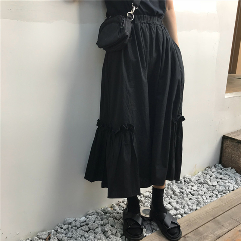 

2021 New Womens Skirt Vintage Clothes Long Skirts Black Harajuku Summer High Waist Fashion Flowy Spring Elastic Chiffon Cfkp