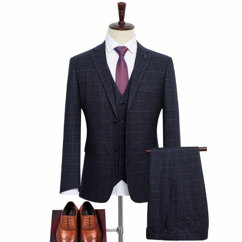 

Men's Suits & Blazers Big Size Men Three-piece Suit Brand Clothes Business Fashion Casual Loose Plaid Male Plus 5XL 6XL 7XL 8XL 9XL, Gray