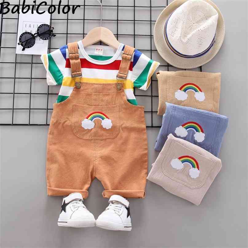 

BabiColor Summer Baby Boy Clothes Set Cartoon Toddler Girl Outfits T-shirt+Bib Shorts Infant Clothing Tracksuit 210831, Picture color