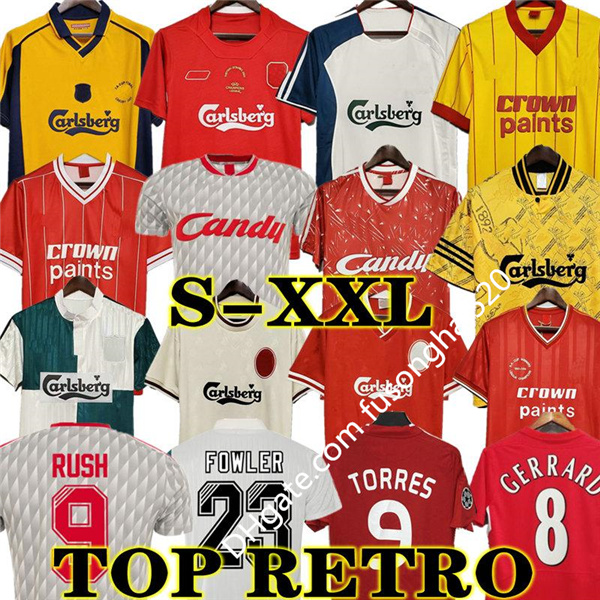 

McMANAMAN 04 05 Retro Gerrard Soccer Jersey TORRES 1982 DALGLISH Football Shirts FOWLER 1989 Maillot 06 07 Barnes 08 09 Rush 97 95 96 93 85, Black;yellow