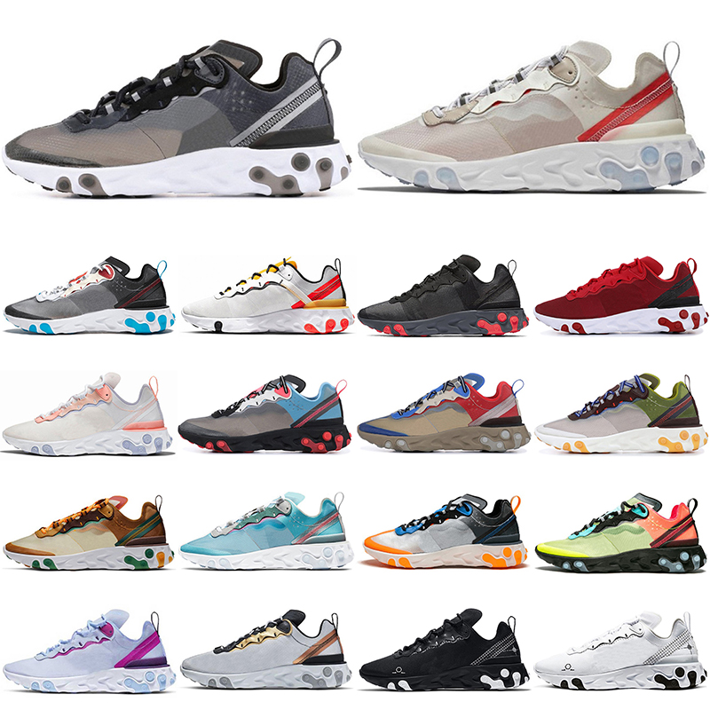 

new classic original element 55 87 react running shoes Light Beige Moss Orange Peel Royal Tint Volt Racer Pink script Camo Anthracite Sail trainers sneakers size 36-45, 55 script 40-45