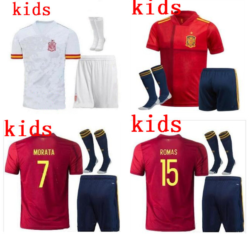 

2021 Spain kids Soccer Jersey RAMOS PIQUE Spain soccer shirt 20-21 ASENSIO MORATA ISCO INIESTA Football SHIRT away uniforms kit stockings, Black