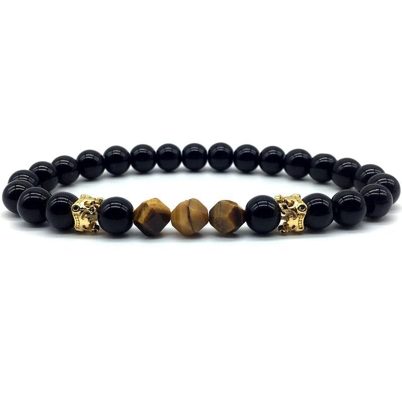 

Charm Bracelets Royal Crown Men Bracelet 2021 Fashion 8mm Geometric Stone For Handmade Jewelry Gift