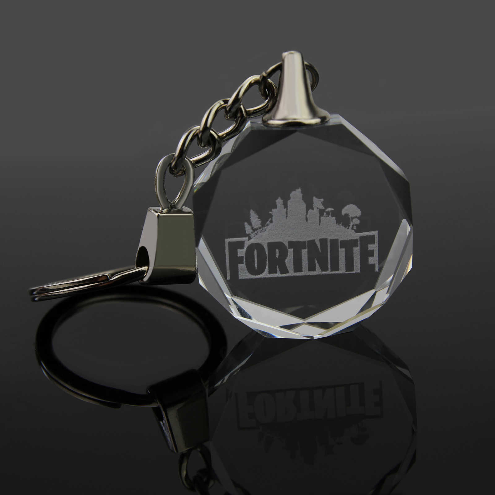 

High Quality Crystal Keychain for Fortnite Fortress Night, Silver